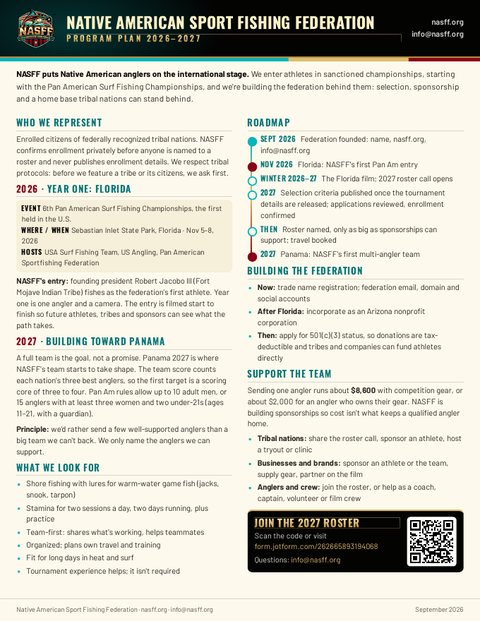 Preview of the NASFF one-page program plan